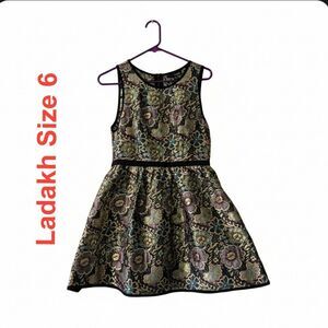 LADAKH Colorful Brocade Metallic Short Cocktail Dress Size 6